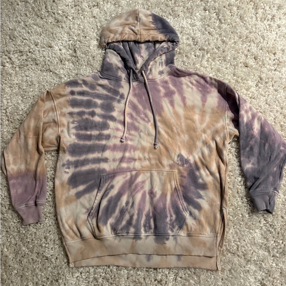 American Eagle Outfitters Purple and Tan Tie-Dye Hoodie